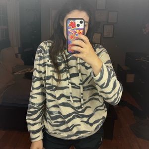 Lightweight Zebra Print Hoodie